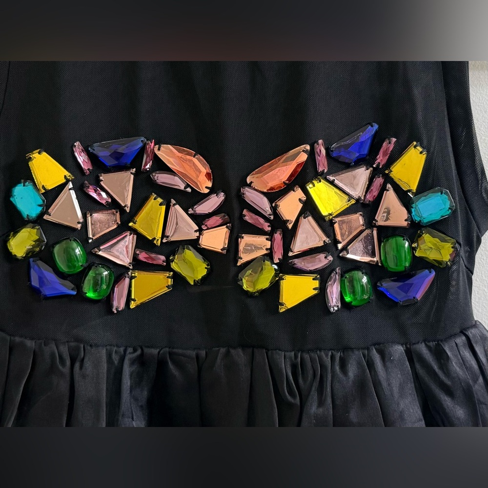 💎Cynthia Rowley Jewel Cascade Organza Mini Dress with Sheer Top – Size Small NWT - Picture 7 of 14